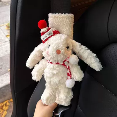 Seat belt shoulder pad Seatbelt Shoulder Pad Anti-Strangling - striped-red-rabbit-shoulder-pad-1-piece-pack