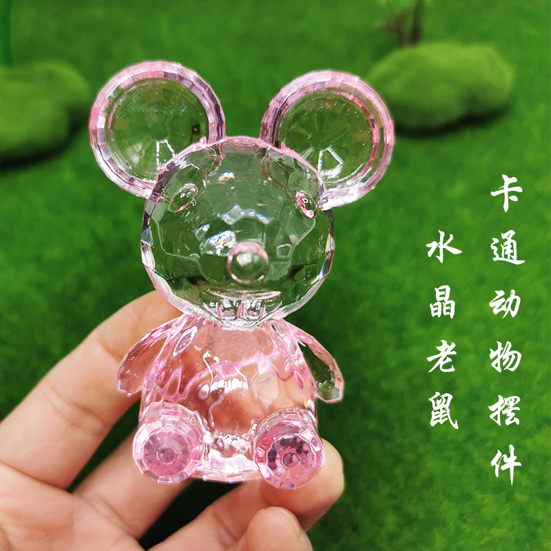 厂家批发十二生肖鼠摆件水晶招财猫和老鼠创意潮玩偶公仔桌面摆件