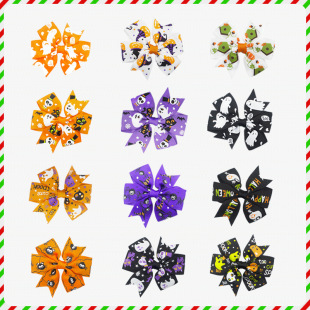 Amazon new pet jewelry children's jewelry Halloween rib with bow hairpin children's headdress pet