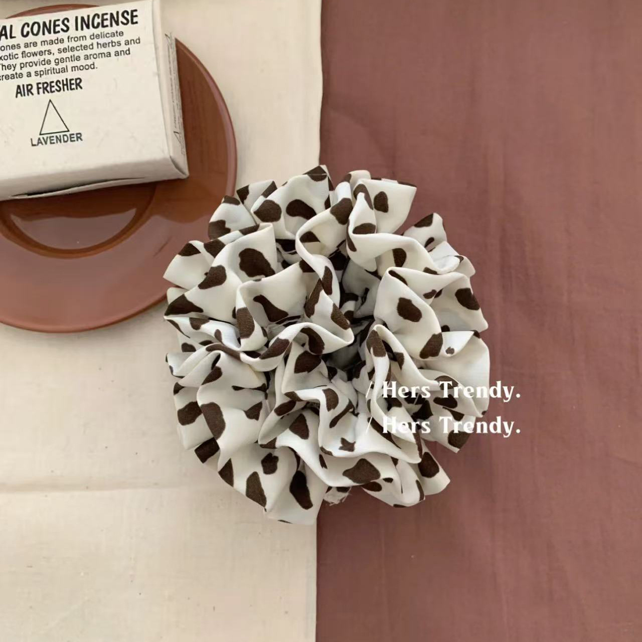 Little Wild Leopard Hydrangea Hair Tie ~ Leopard Print Scrunchie Hair Accessory Elegant High-End Korean Style Ins Blogger