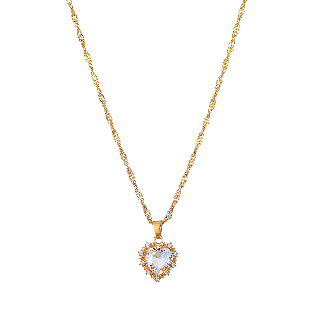 Alloy Rhinestone Simple Style Plating Heart Shape Pendant Necklace display picture 6