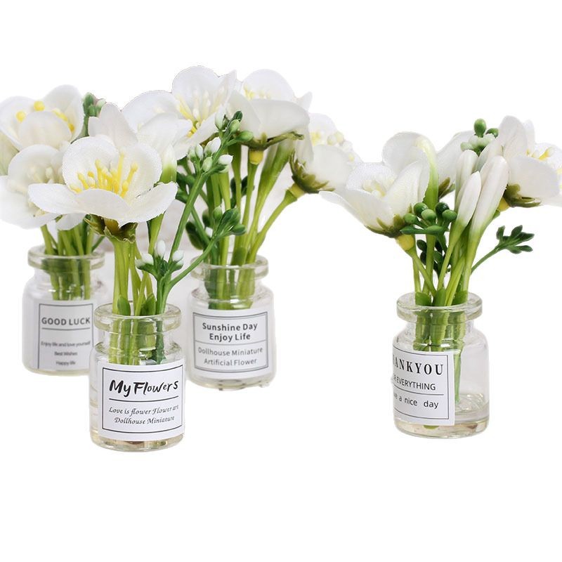Casa de muñecas para jugar con miniatura DIY accesorios de vidrio mini jarrón para jugar con flores de flores pequeños jarrones adornos de ciruela