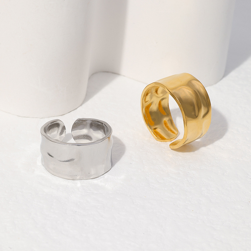 11g Weight 0.03µm-0.05µm Gold Plating Thickness PVD Coated Gold Plating Process Real Gold Plated Plating Material Open Ring Classification Wholesale Jewelry Fashion Solid Color 304 Stainless Steel 18K Gold Plated Stainless Steel Rings