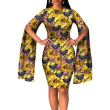 非洲民族风长袖连衣裙 棉质非洲蜡染布印花裙速卖通货源批发