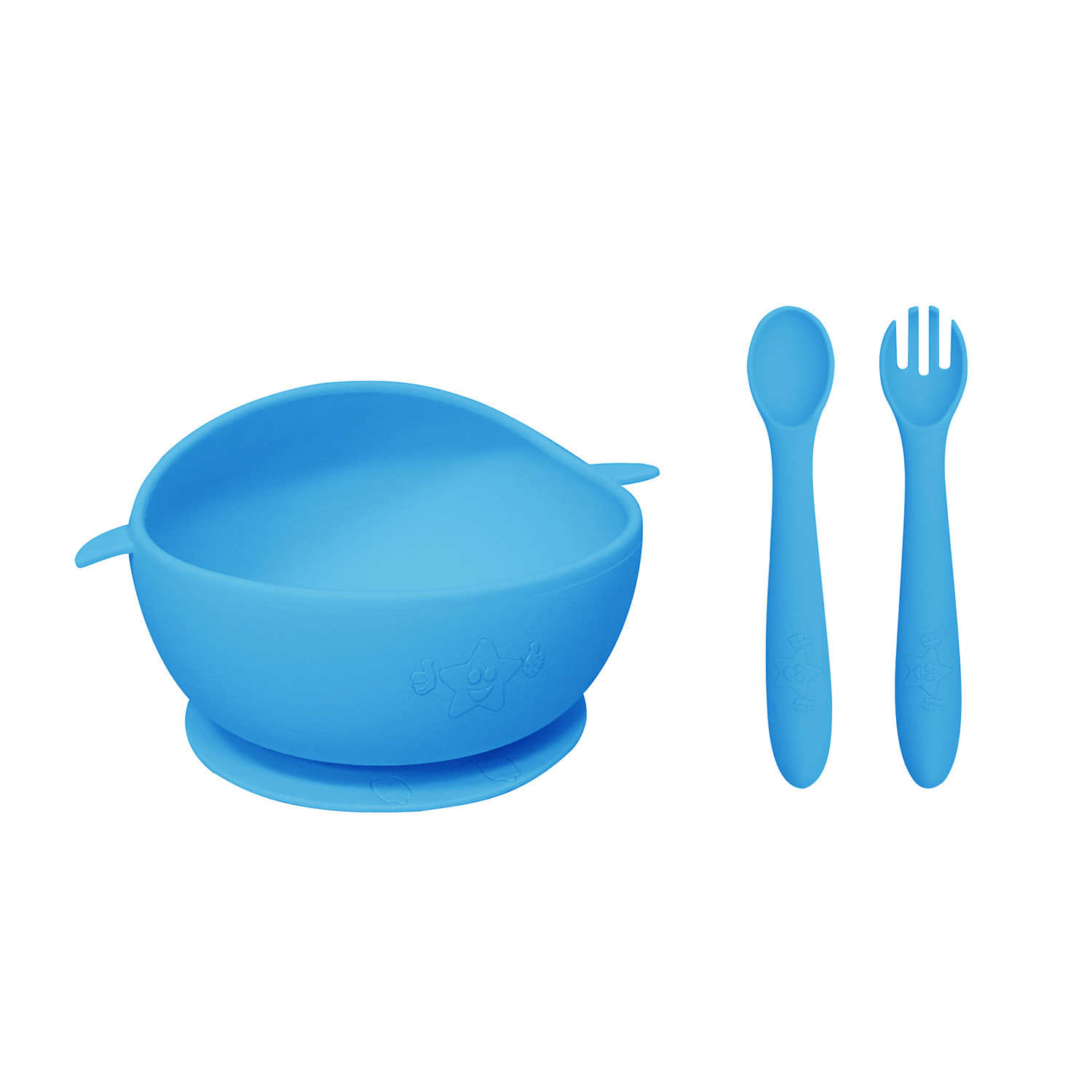 이유식 그릇 + 이유식 숟가락과 포크 + OPP 포장 "하늘색"