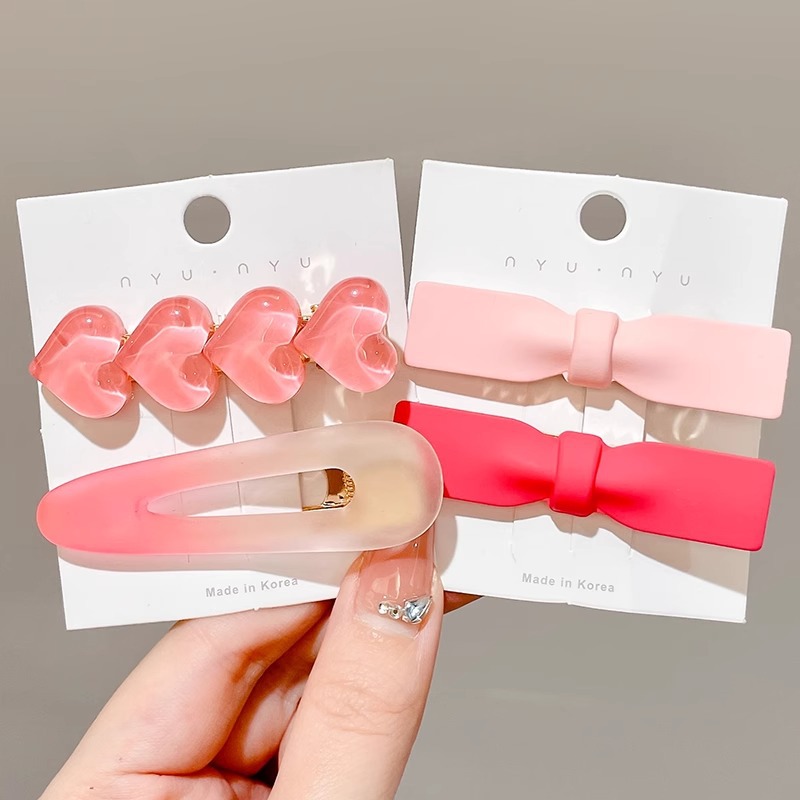 Rosa horquilla femenina 2024 Nueva horquilla BB clip frente flequillos laterales horquilla rota lindo clip de dopamina otoño