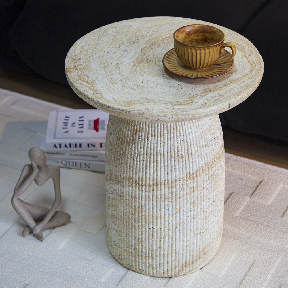 Modern Imitation Travertine Magnesium Mud Side Table B&B Hotel Home Simple Creative Coffee Table Balcony Outdoor Movable Corner Table