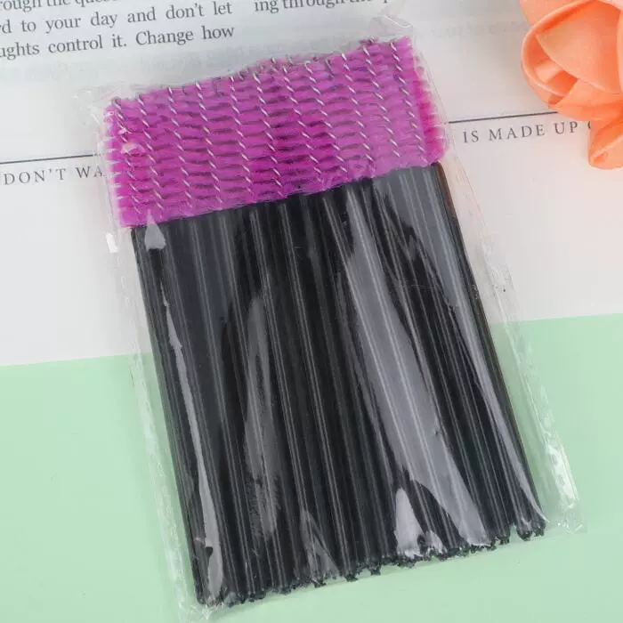 Eyelash Spoolie Brushes, Disposable Lash Brushes, Assorted Colors, Pack (50 pcs)