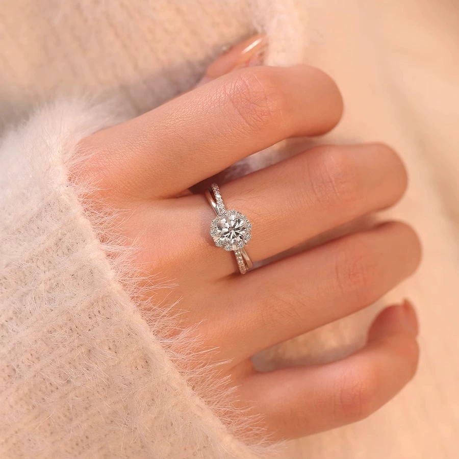 Принцесса Ретро обручальное кольцо, платиновое покрытие, 925 Sterling Silver с акцентами 18K белого золота, регулируемое