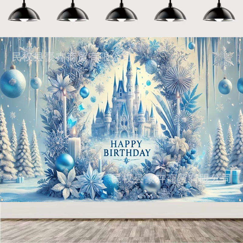 Amazon Hot Sale Winter Wonderland Castle Photography Background Cloth Children's Birthday Party Banner Decoration Hanging Cloth Amazon Hot Sale Winter Wonderland Castle Photography Background Cloth Children's Birthday Party Banner Decoration Hanging Cloth