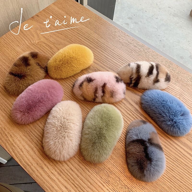 [Mao Mao hair clip] South Korea ins rex rabbit hair bb clip hair clip net red Mao Mao side clip plush cute sweet