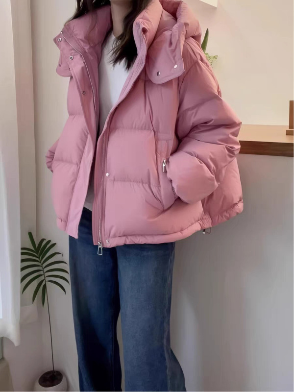 ダウンの綿服の女性の短いタイプの冬の新型のゆったりしている帽子の冬の小さい背の厚いコートのヨーロッパ駅のパンの服|undefined