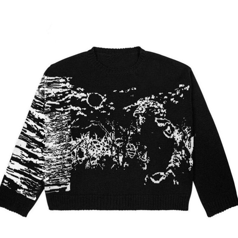 Autumn and Winter Personalized Knitwears, Gothic Loose Clothing, Casual European and American Independent Round Neck Tops for Men and Women Autumn and Winter Personalized Knitwears, Gothic Loose Clothing, Casual European and American Independent Round Neck Tops for Men and Women