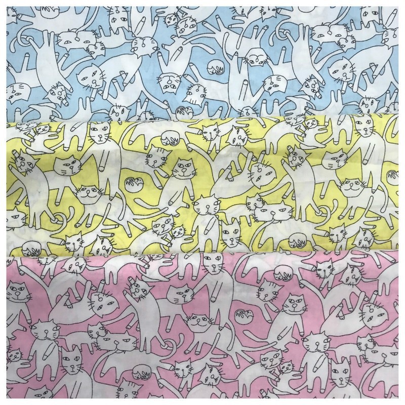 厂家直销纯棉活性水印印花面料 童趣小maomi现货供应