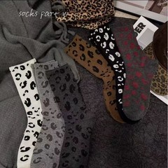 豹紋襪子女秋冬高腰ins堆堆襪網紅韓版中長款時尚復古網紅外穿潮