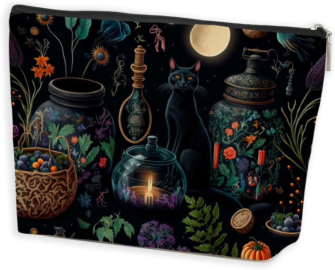 Transfronterizos Amazon Halloween maquillaje letras Halloween brujas maquillaje bolsa bolsa de almacenamiento lino fábrica directa