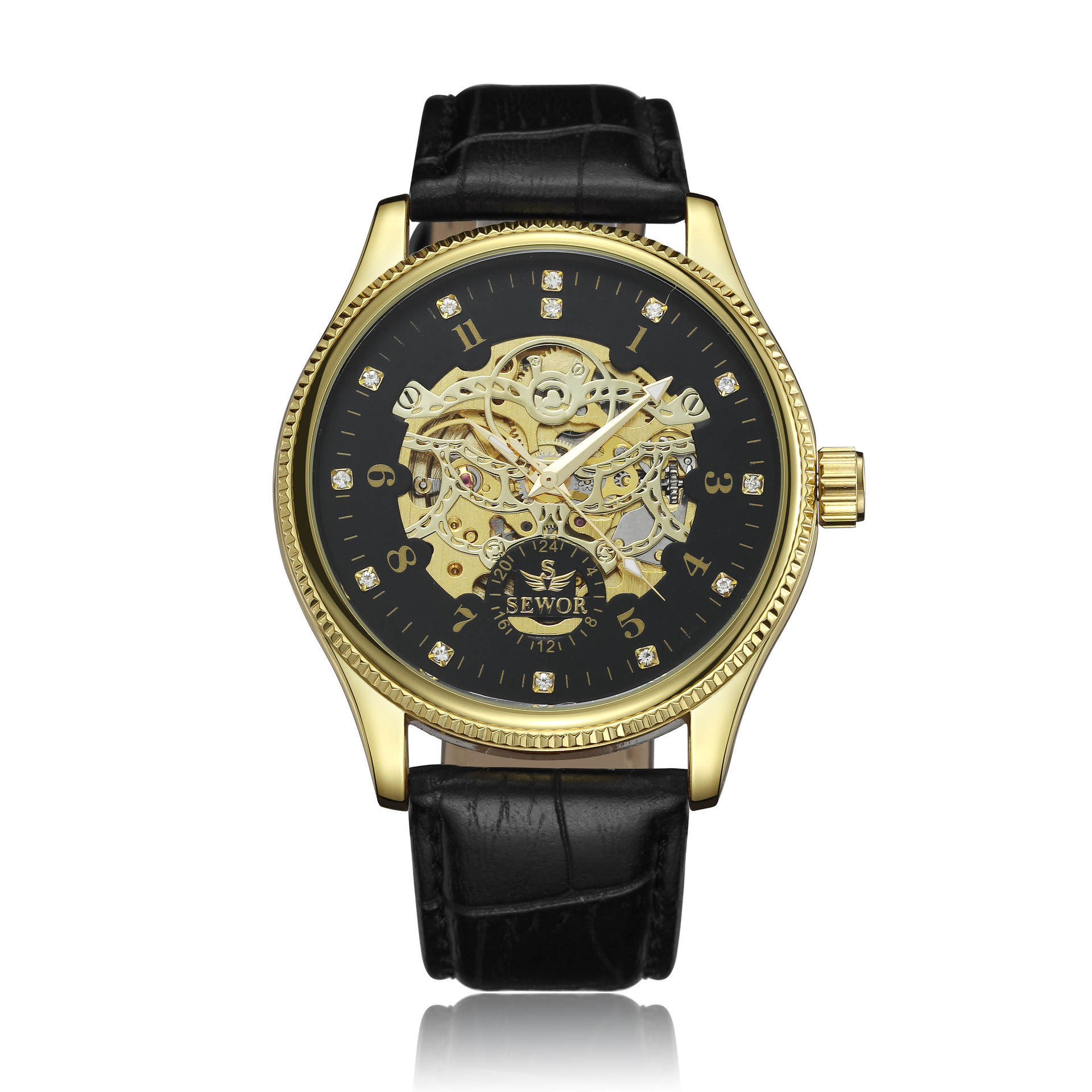 SEWOR reloj mecánico nueva moda casual de los hombres de moda hueco reloj mecánico automático e-commerce entrega de una sola pieza