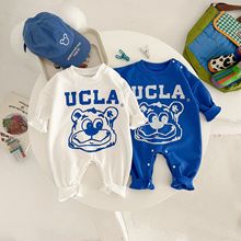2024春季0-2岁婴儿衣服 男女宝可穿UCLA字母棉质连身衣服哈衣爬服
