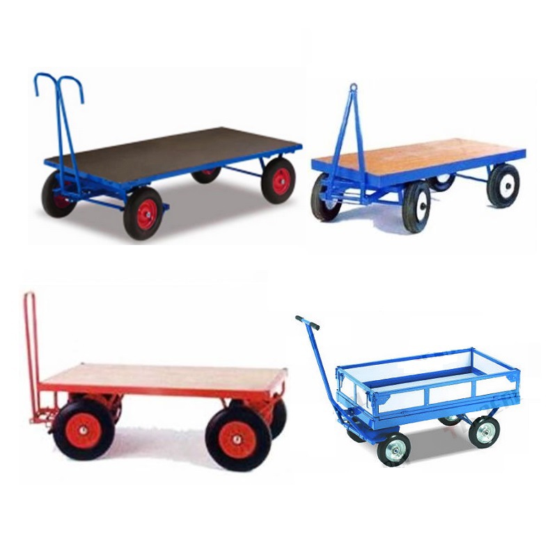 手拉平板小拖车 搬运手拉小推车 无轨胶轮拖车 平板手拉拖车 小型