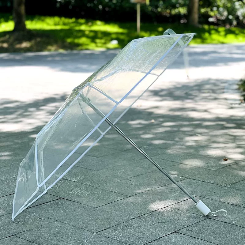 Свежий и простой прозрачный зонт унисекс в белой рамке, складной прозрачный зонт, 70% off ручки для зонта.