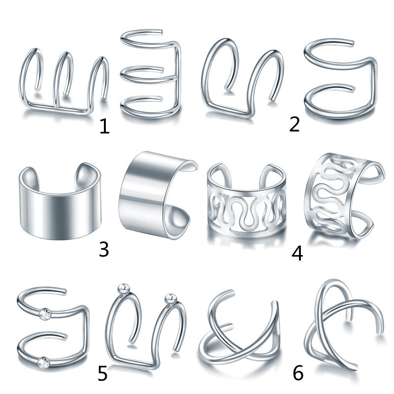 Oído hueso clip traje nuevo Amazon moda Metal sin oreja perforada pendientes mujer geométrica simple transfronteriza pendientes de la personalidad