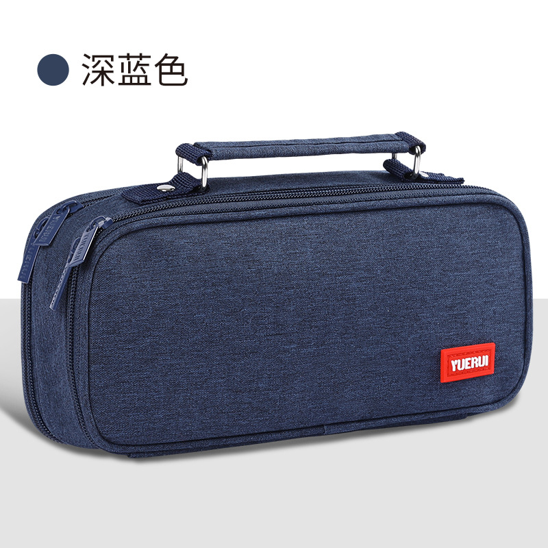 Bolso para lápices multicapa de lona de gran capacidad transfronterizo, simple para estudiantes de primaria y secundaria, estuche para lápices multifuncional, estuche para papelería portátil