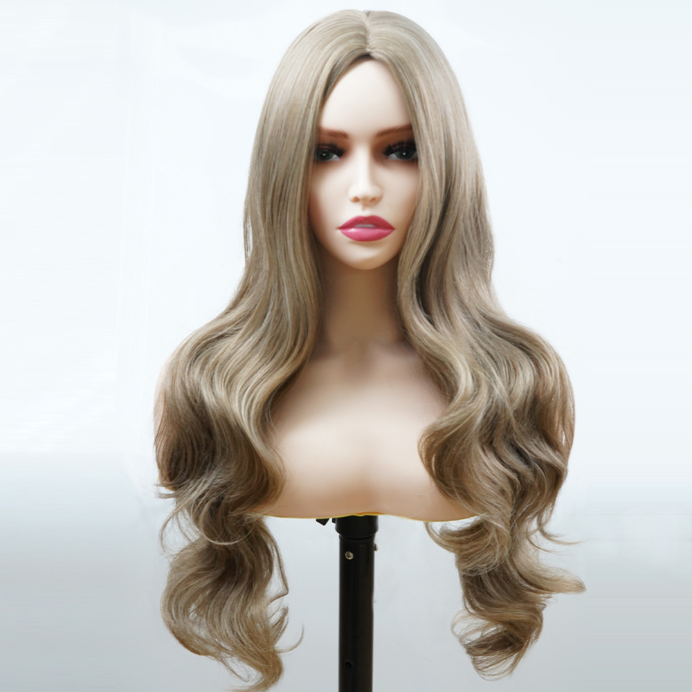 Perruque synthétique grande vague fibre chimique filament haute température longues perruques bouclées_voghion.com