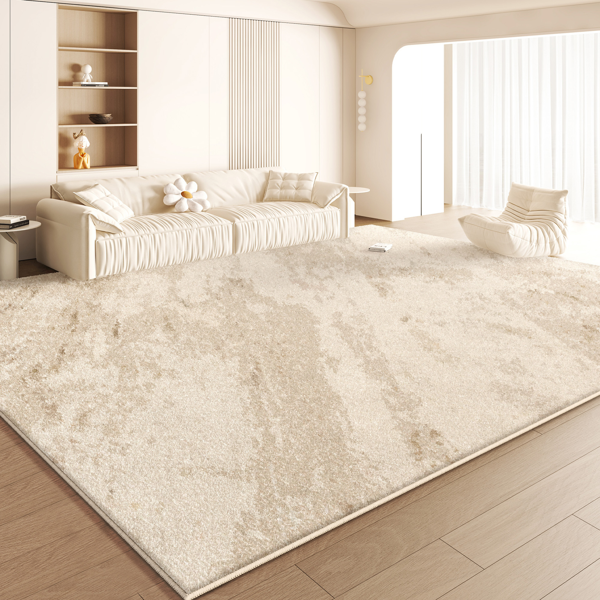 Nuevo alto grado de sensación de alfombra espesa de viento crema imitación de cashmere impermeable sin lavado se puede limpiar la almohadilla de mesa de té de la sala de estar del dormitorio