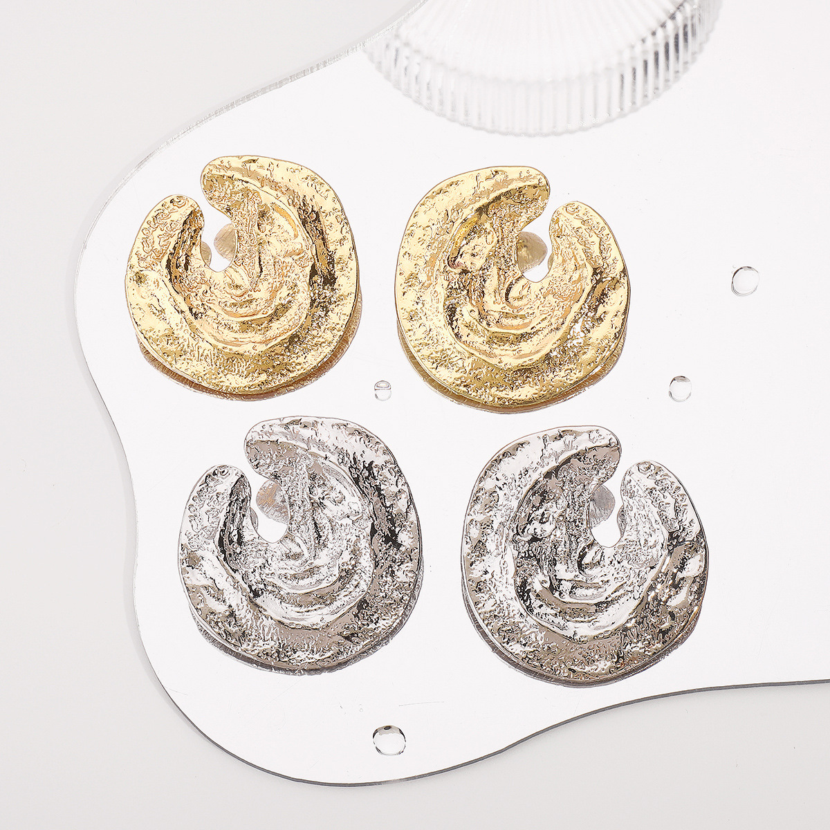 Exaggerated Irregular Pleated Women's Earrings Cold Concave-convex Texture