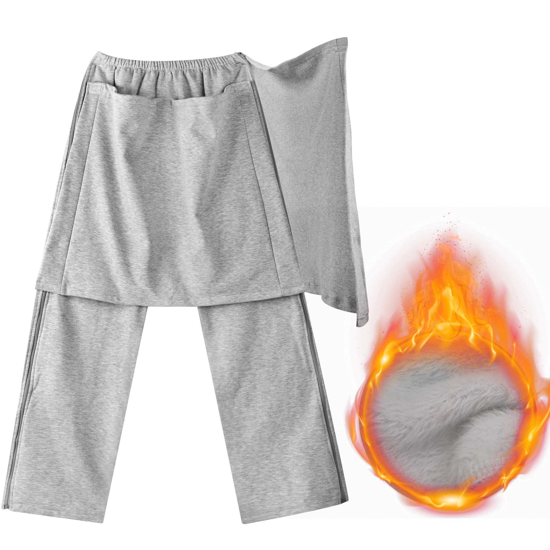 두꺼운 앞면과 뒷면 덮개 천 양면 지퍼 그레이 벨벳