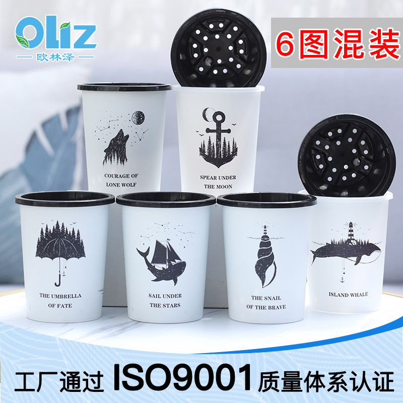 Cross-border Olinze Wholesale Self-absorbent Cotton Rope Basin Wenchuang Flower Pots Flower and Leaf Nordic Fleshy Pots Amazon Foreign Trade