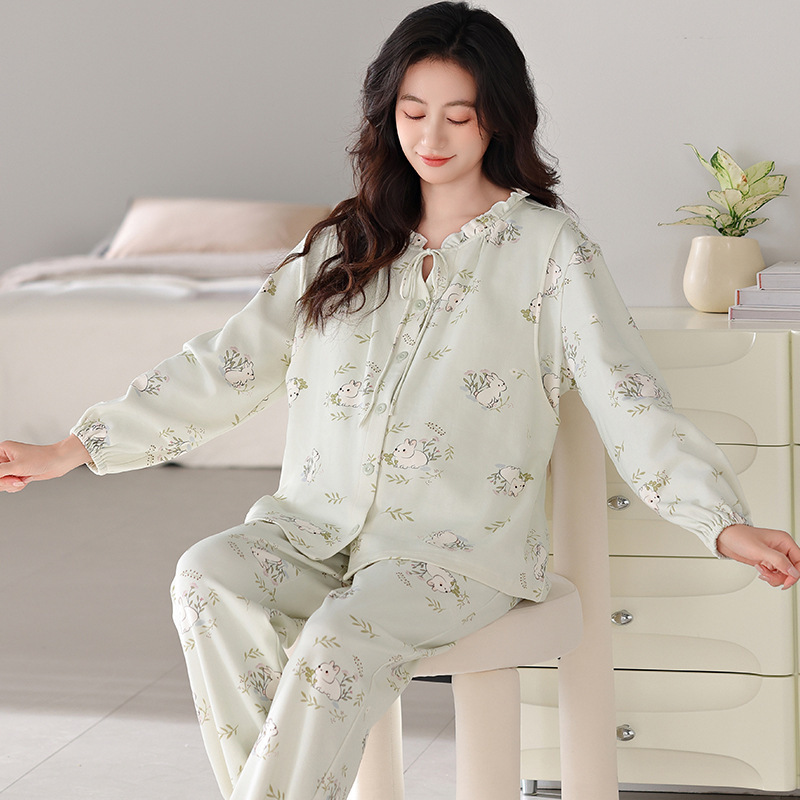 Maternity Pajamas for Women in Spring and Autum 100% Cotton Long-Sleeved Prenatal and Postpartum Maternity Nursing Home Clothes Cotton Set Maternity Pajamas for Women in Spring and Autum 100% Cotton Long-Sleeved Prenatal and Postpartum Maternity Nursing Home Clothes Cotton Set