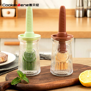 Oil Brush Silicone Oil Brush with Bottle Kitchen Pancake Barbecue Baked Food Grade Household High Temperature Resistant Integrated Oil Brush Bottle