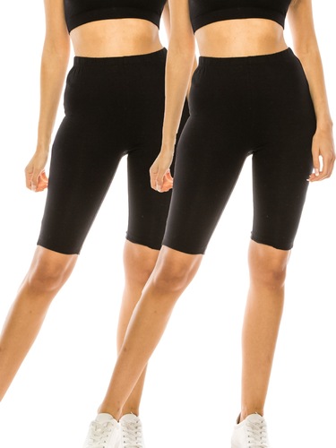 Stretchy Spandex 2-pieces Women's High-Waist Biker Shorts