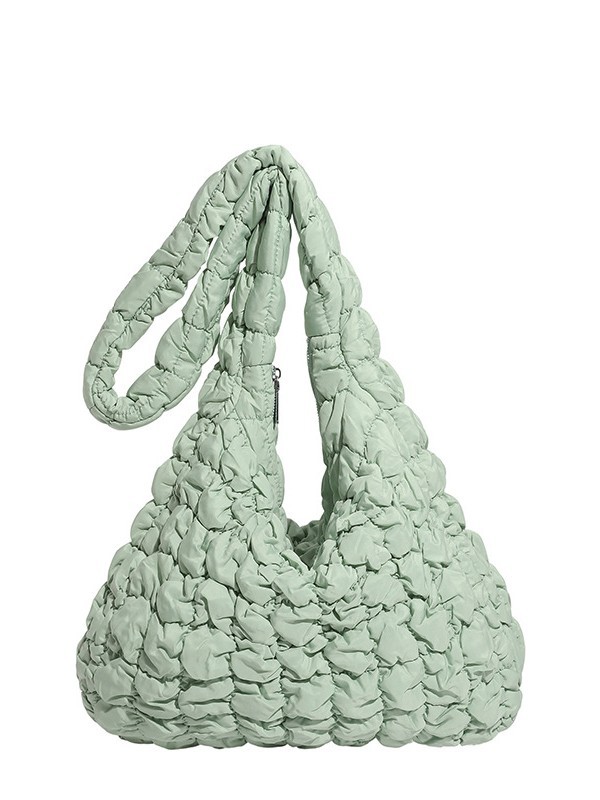 Bolso Cruzado Estilo Nube Plisado de Tela, Gran Capacidad con Cremallera, para Uso Diario y Trabajo