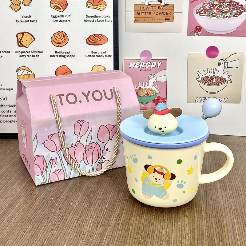 Ins adorable perro taza de cerámica de alto valor de visualización copas de agua regalo de cumpleaños copas de regalo de oficina