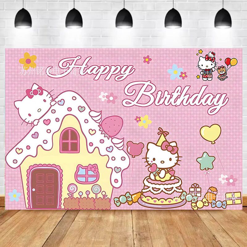 Temu New Kt Cat Sanrio Kidsren's Birthday Party Photo Photography Background Cloth Scene Decoration Banner Props Temu New Kt Cat Sanrio Kidsren's Birthday Party Photo Photography Background Cloth Scene Decoration Banner Props