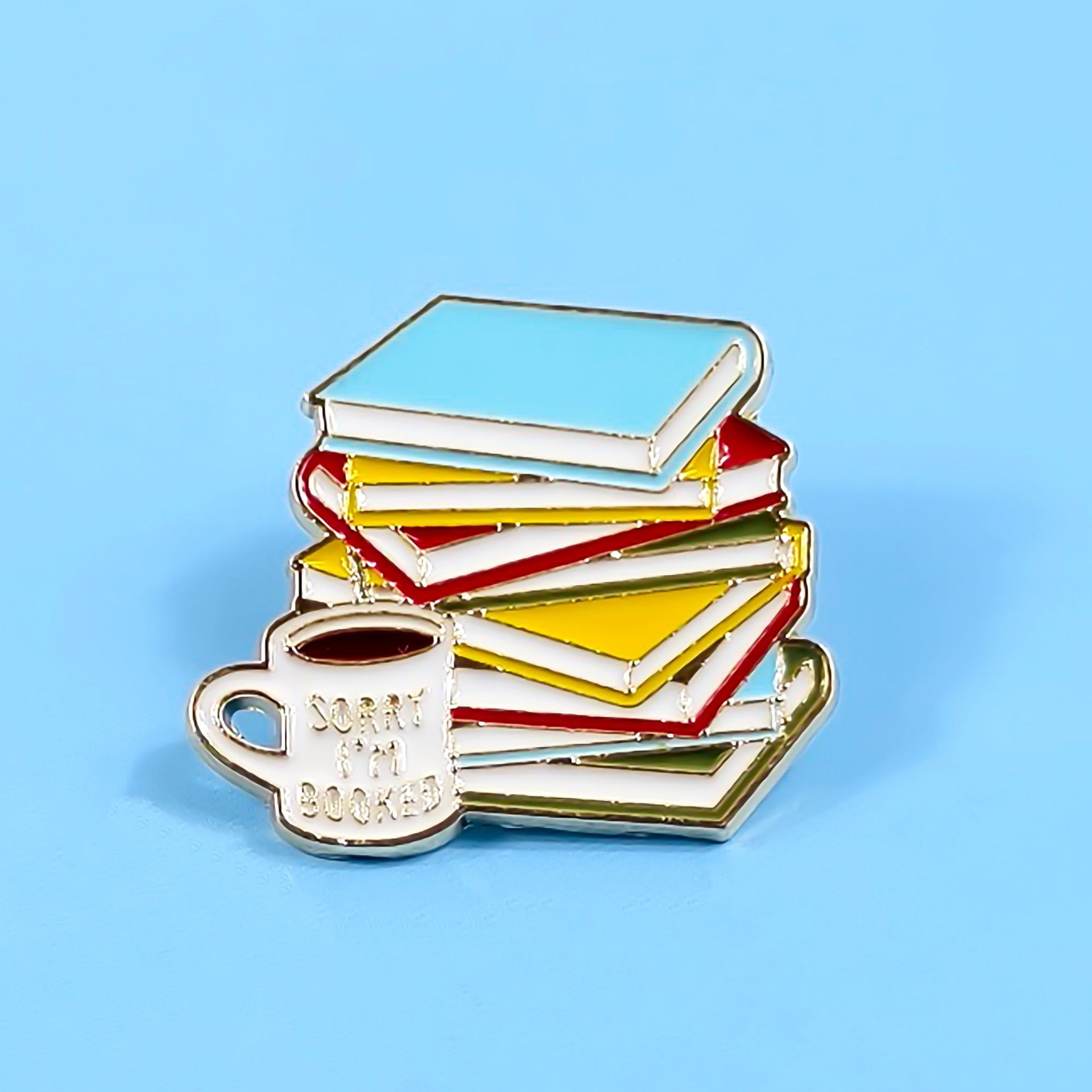 Libros personalizados Coffee Metal Broche Mochila simple para estudiantes Insignia de adornos Iins transfronterizos Accesorios geométricos Insignia