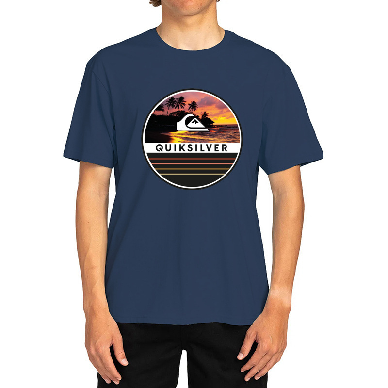 [Cross-Border European Code] Quiksilver Men's Summer Easiest for Match T-Shirt Short Sleeve Seaside Casual Vacation Short Sleeve T-Shirt