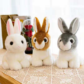 可爱小白兔子毛绒玩具坐姿兔子玩偶商场抓机布娃娃仿真小兔子批发