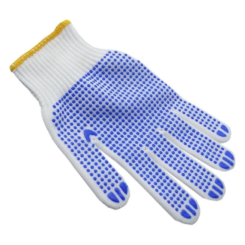 700g Punto de plástico antideslizante guantes de protección laboral dedo completo de nylon dispensación cifrado de 10 pines engrosada resistente al desgaste trabajo tira y afloja hombres