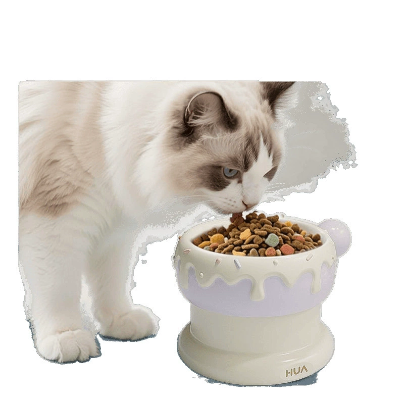 Huaxian Pet Donut Gemini керамическая миска для кошек, высокая миска для животных, двойная миска, подогрев постоянной температуры Suhong