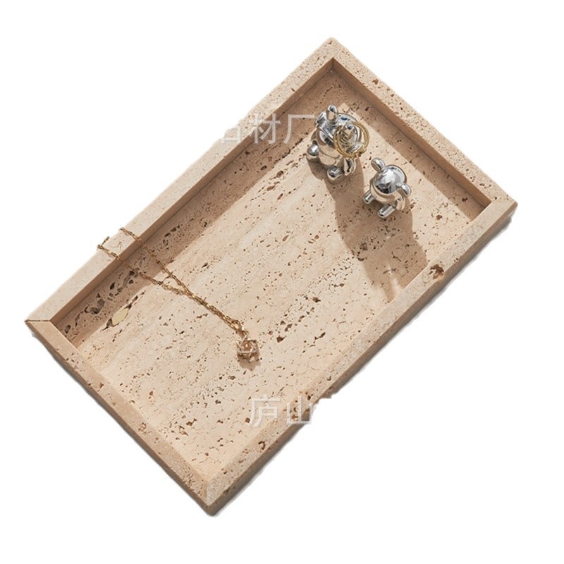 유럽 스타일 자연 동굴 돌 트레이 창조적 인 가정용 거실 직사각형 컵 트레이 과일 보석 접시 욕실 트레이