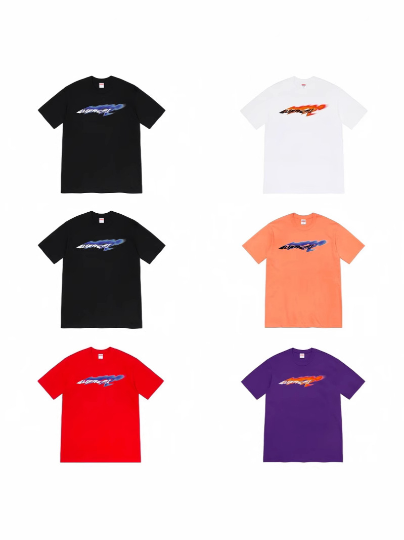 High Version Trendy Brand Supreme Co-Branded Classic Logo Double Yarn Pure Cotton Men's and Women's Heavyweight Loose Short-Sleeved T-Shirt