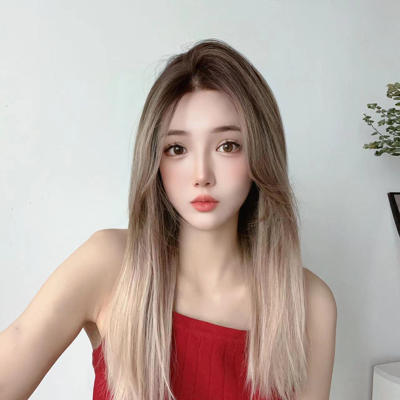 손으로 짠 앞 레이스 파리 그림 염색 쇄골 머리 45cm