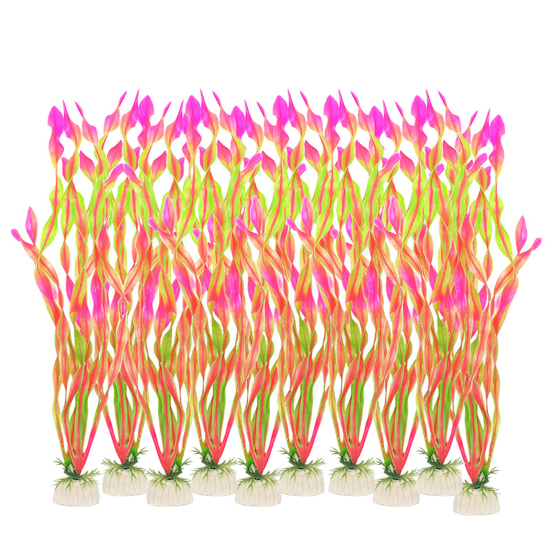 Family Box pecera plantas acuáticas artificiales decoración plantas acuáticas falsas paisaje plástico algas hierba 10 piezas 1 paquete adornos de plantas verdes