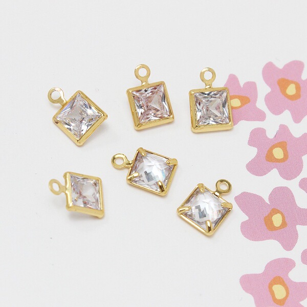 Copper square pendant with zircon