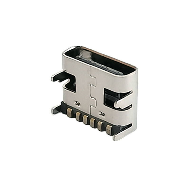 Type-C female 6P connector 6.8 four-pin patch USB female interface horizontal type c charging socket