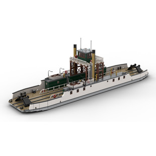 Moc-147686 Large Railway Ferry Ship with Cabin Interior 3521 Particle Count