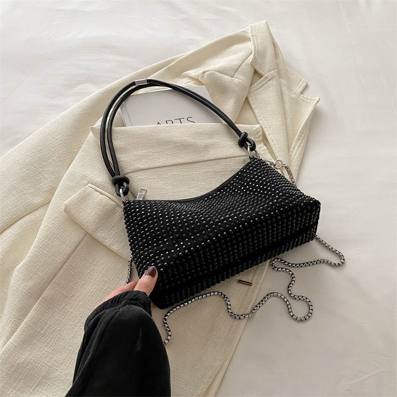Bolso con incrustaciones de diamantes para mujer 2024 nuevo bolso de hombro de moda de alta calidad de estilo extranjero de primavera y verano bolso bandolera de todo fósforo de nicho